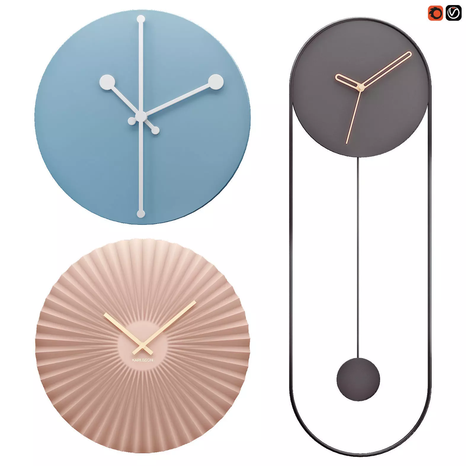 Clock Collection Ivon Alessi Dotty Karlsson 3D model_0