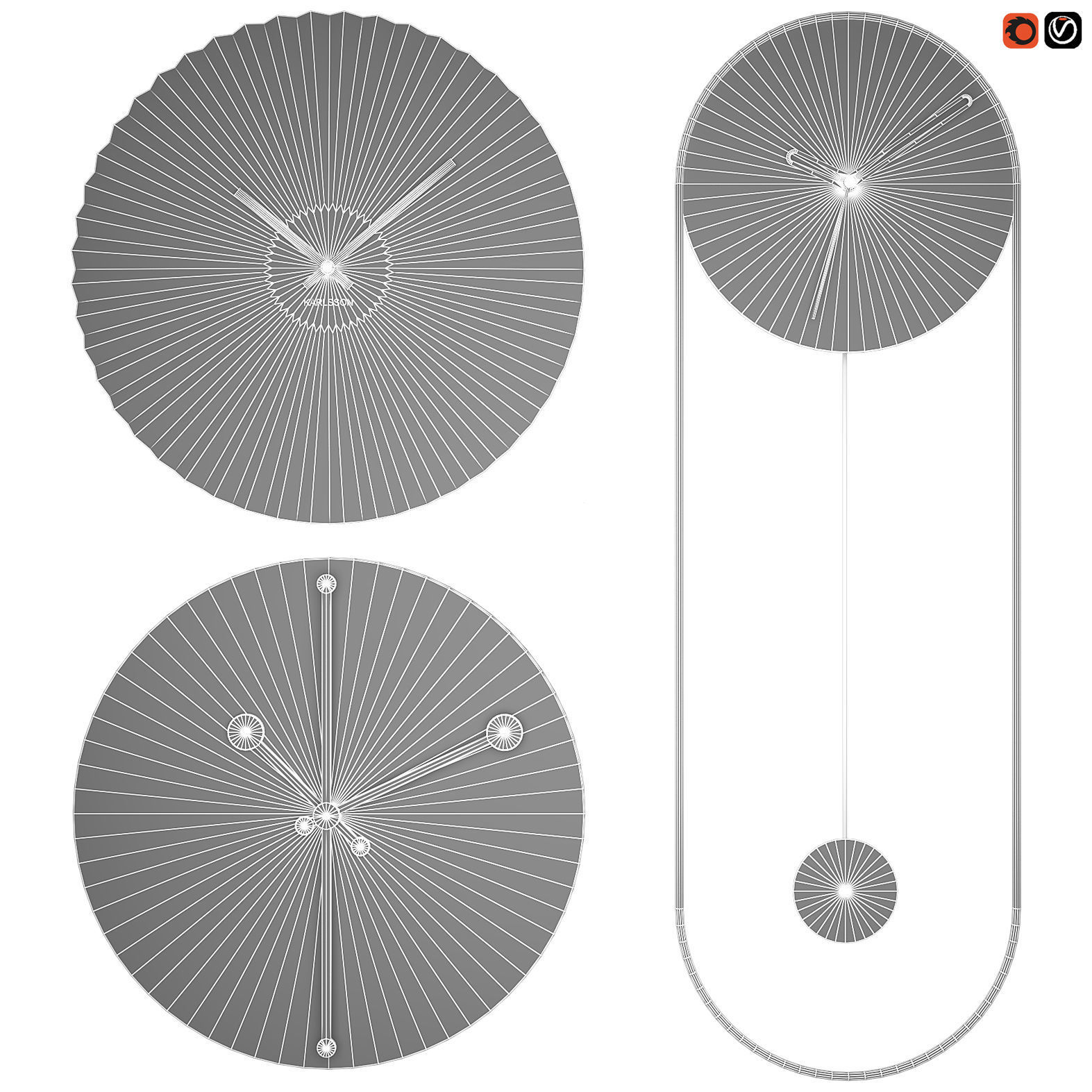 Clock Collection Ivon Alessi Dotty Karlsson 3D model_1