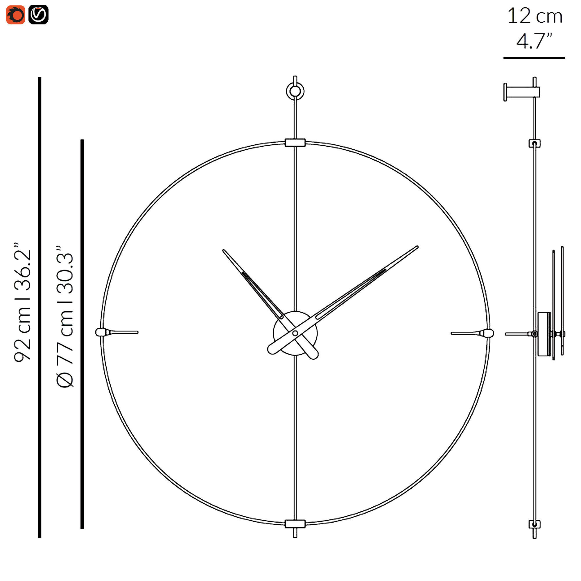 Mini Bilbao Black Clock by Jose Maria Reina for NOMON 3D model_3