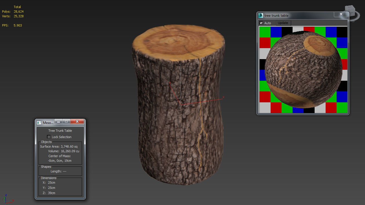 Tree trunk table 3D model_5