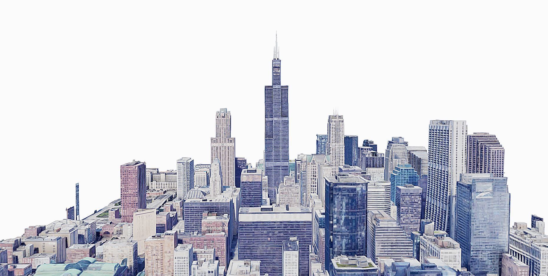 Willis Tower - building Low-poly 3D model_2
