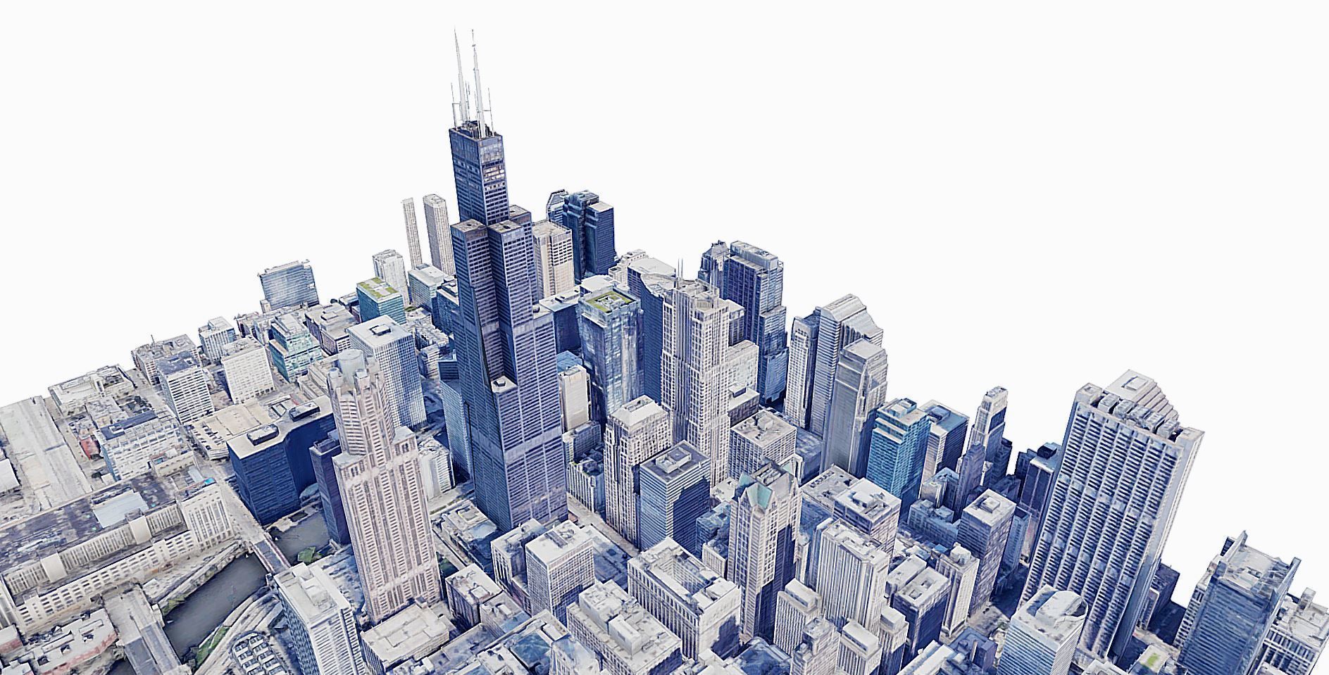Willis Tower - building Low-poly 3D model_1