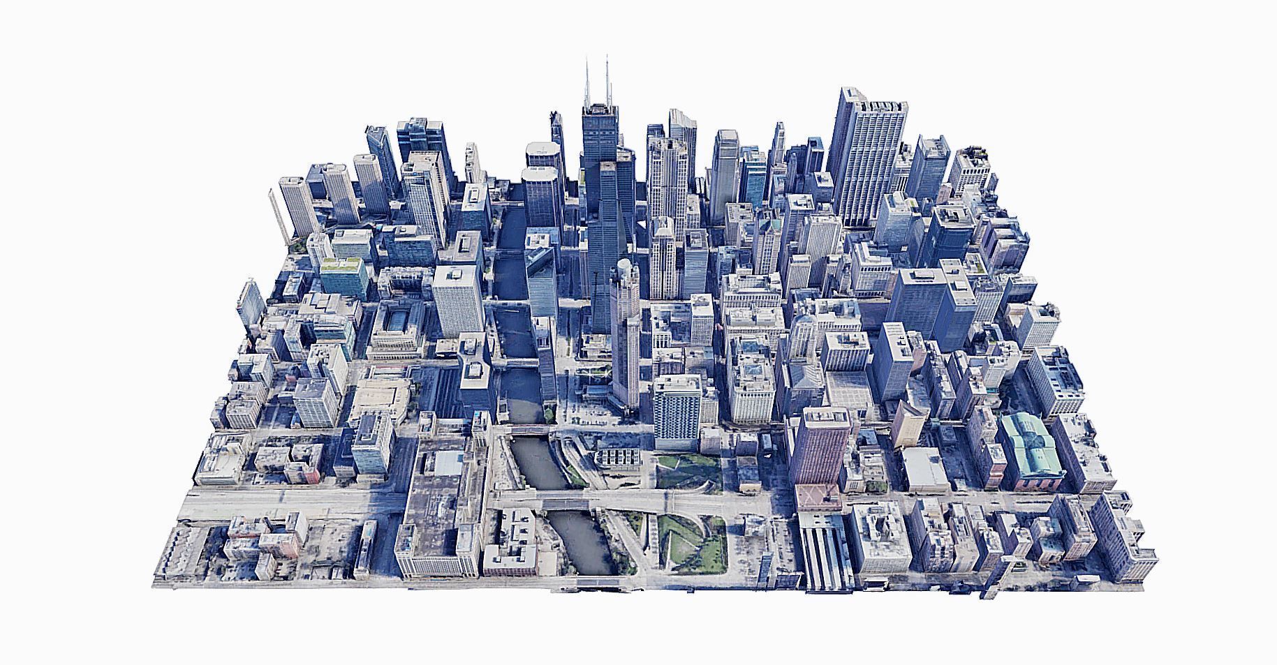 Willis Tower - building Low-poly 3D model_5