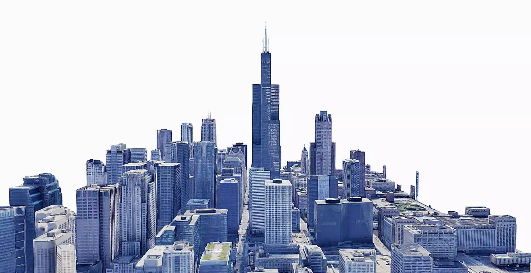 Willis Tower - building Low-poly 3D model_0