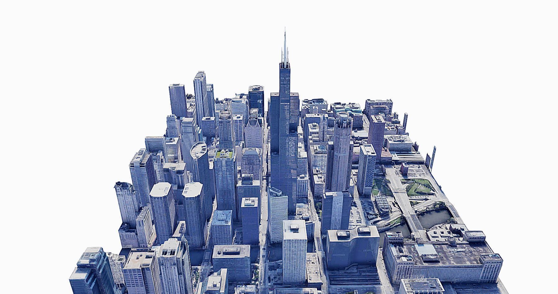 Willis Tower - building Low-poly 3D model_4