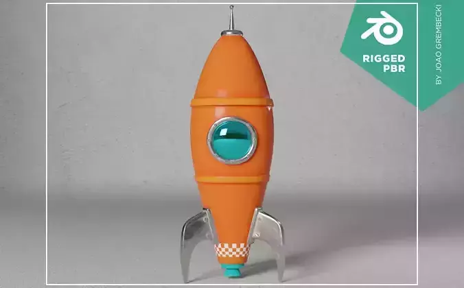 Orange Rocket Low-poly 3D model
