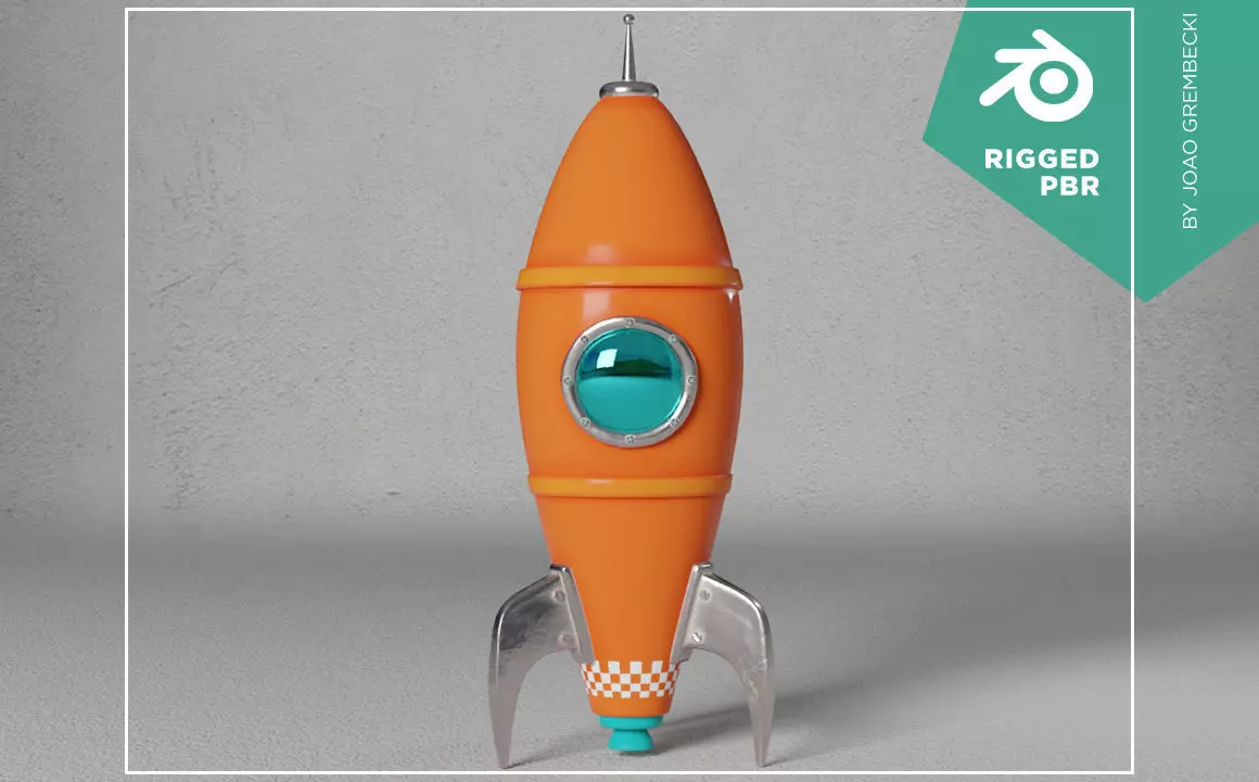 Orange Rocket Low-poly 3D model_0