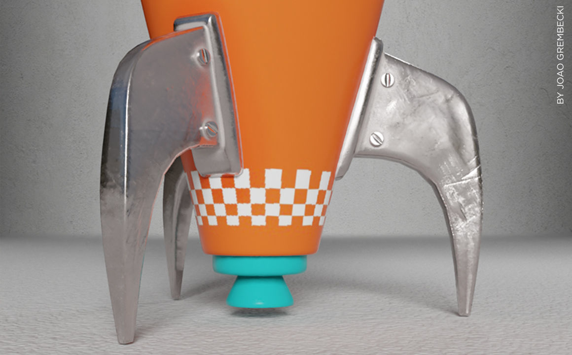 Orange Rocket Low-poly 3D model_6