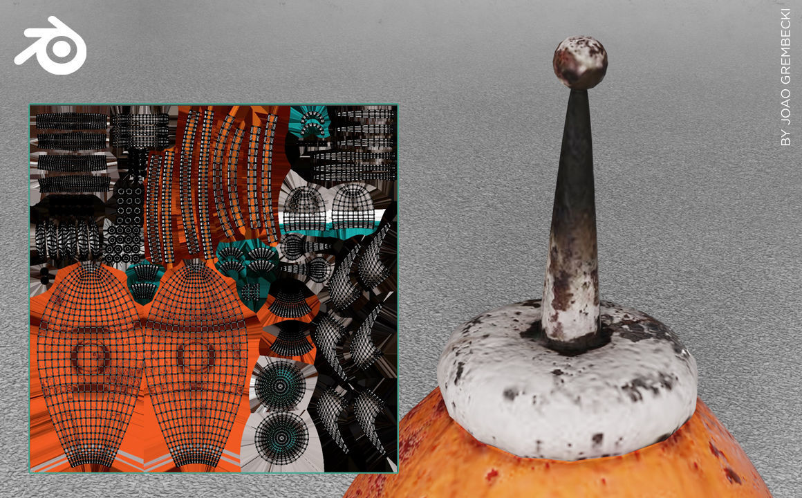 Orange Rusty Rocket Low-poly 3D model_4