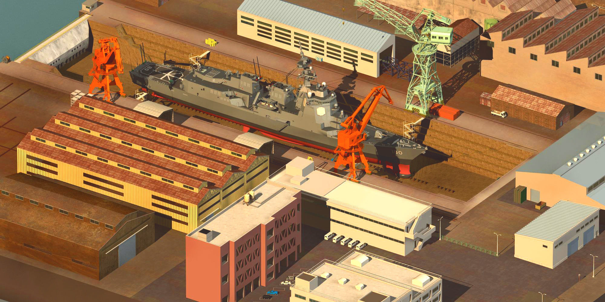 Shipyard Dry Dock 3D model_9