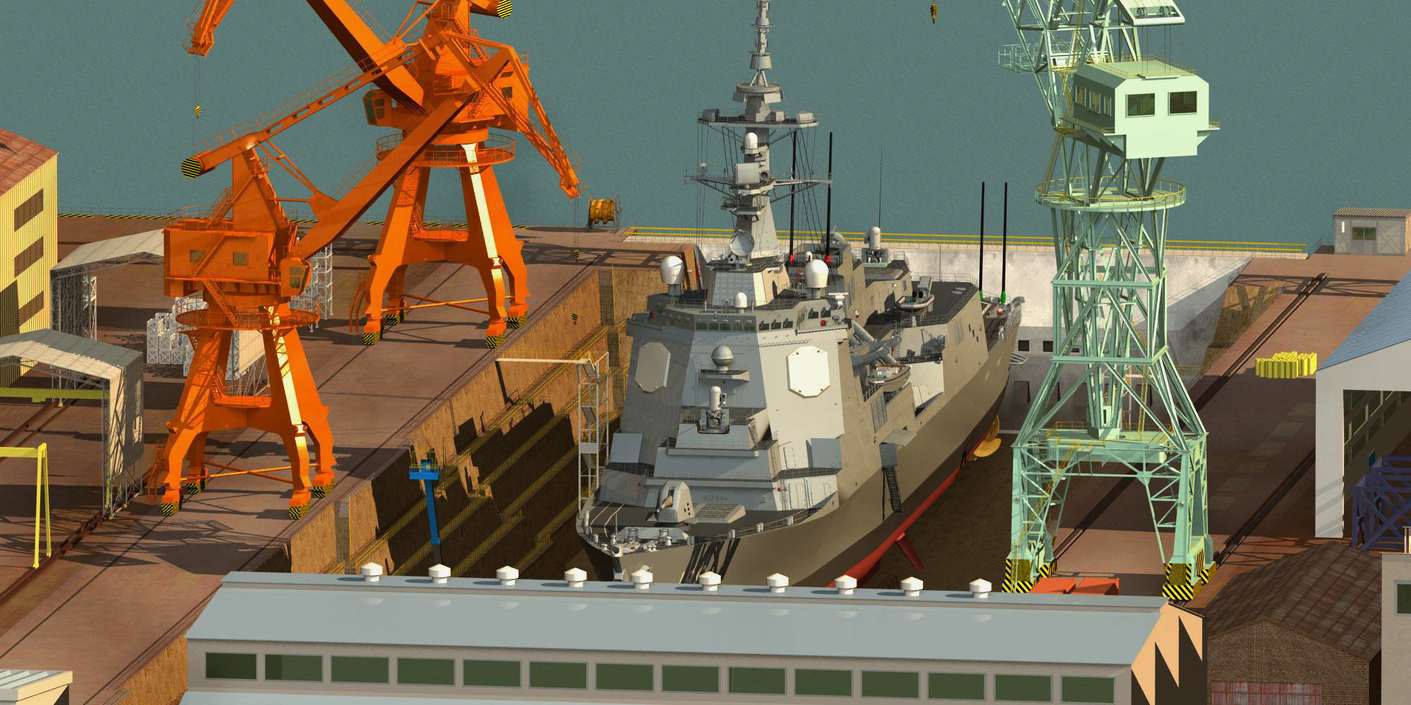 Shipyard Dry Dock 3D model_8