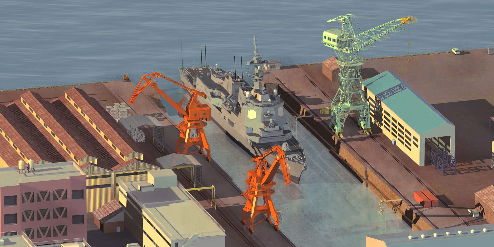 Shipyard Dry Dock 3D model_5