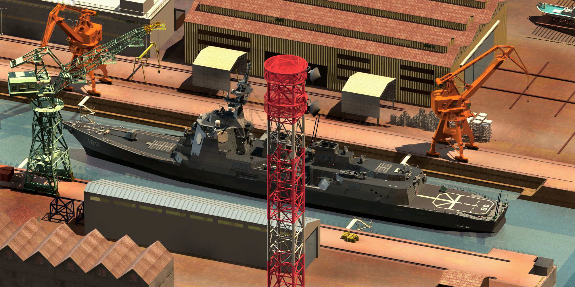 Shipyard Dry Dock 3D model_6