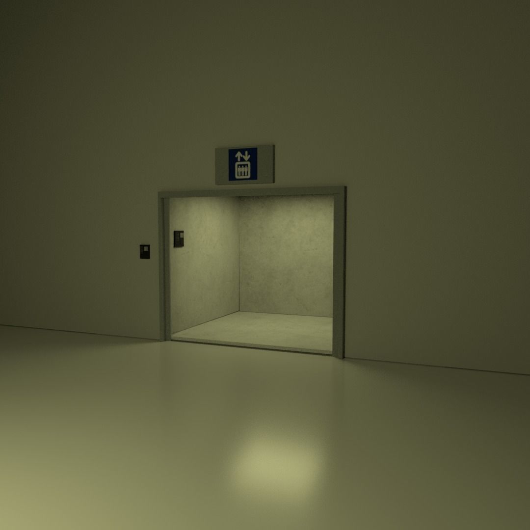 Elevator scene Low-poly 3D model_11