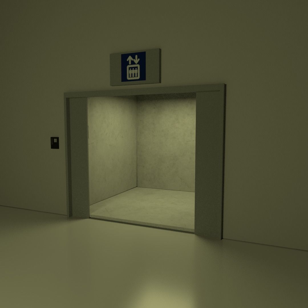 Elevator scene Low-poly 3D model_9
