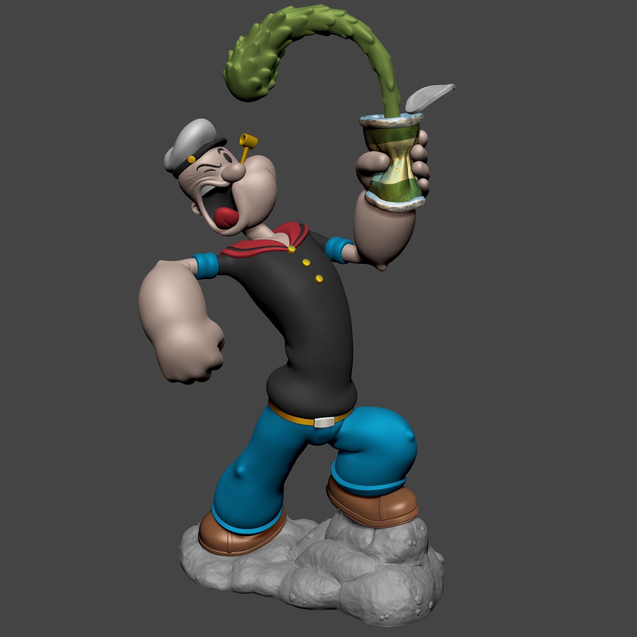 Popeye sailor holding drink 3D print model_1