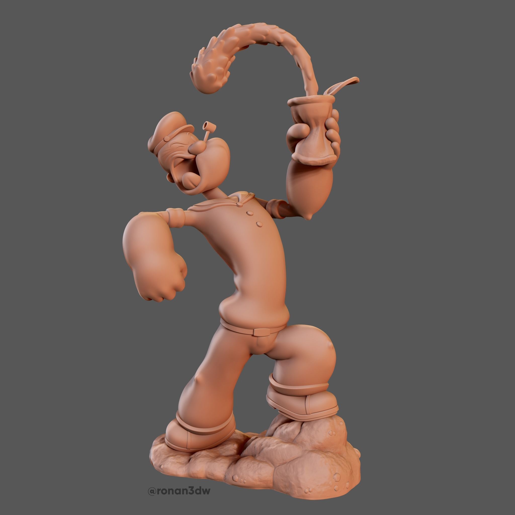 Popeye sailor holding drink 3D print model_3
