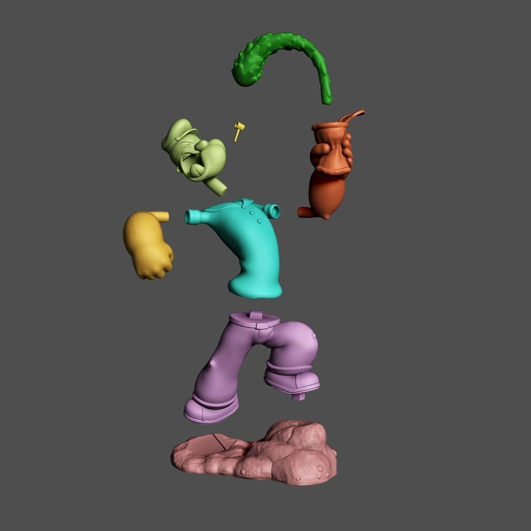 Popeye sailor holding drink 3D print model_7