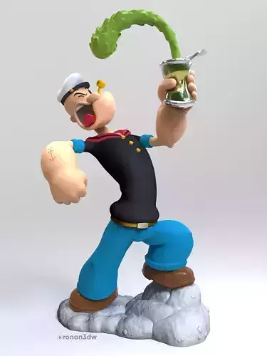 Popeye sailor holding drink 3D print model