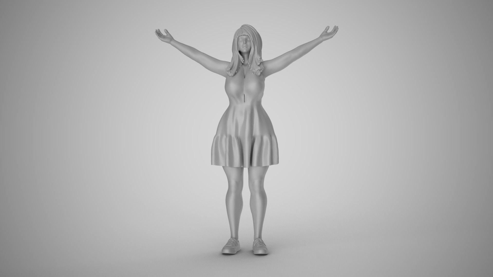 Girl Embracing Nature 3D print model_1