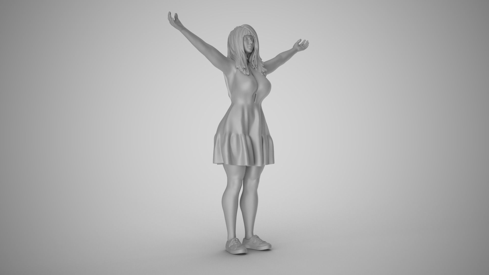 Girl Embracing Nature 3D print model_2