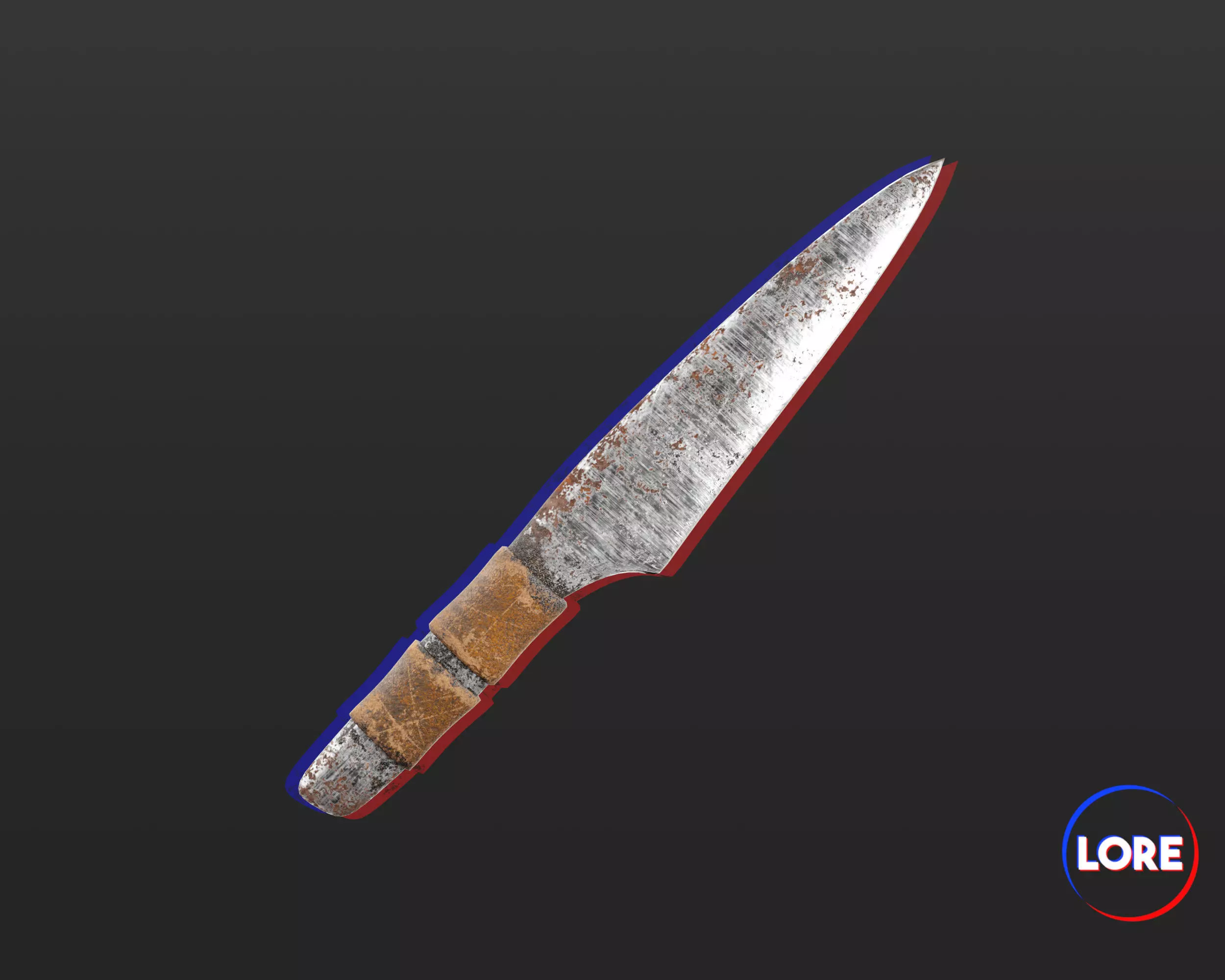 Medieval Crude Weapon Throwing Knife Low-poly 3D model_0