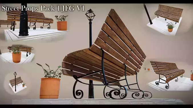 Street Light And Props Pack JFG 1 Low-poly 3D model