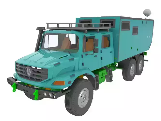 Mercedes Benz Zetros expedition camper truck STL 3D print model