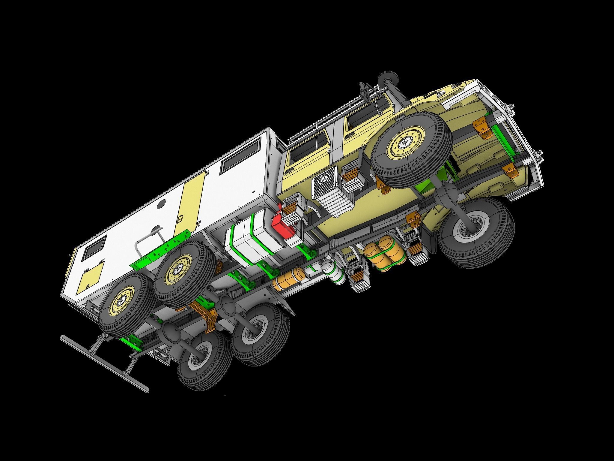 Mercedes Benz Zetros expedition camper truck STL 3D print model_12