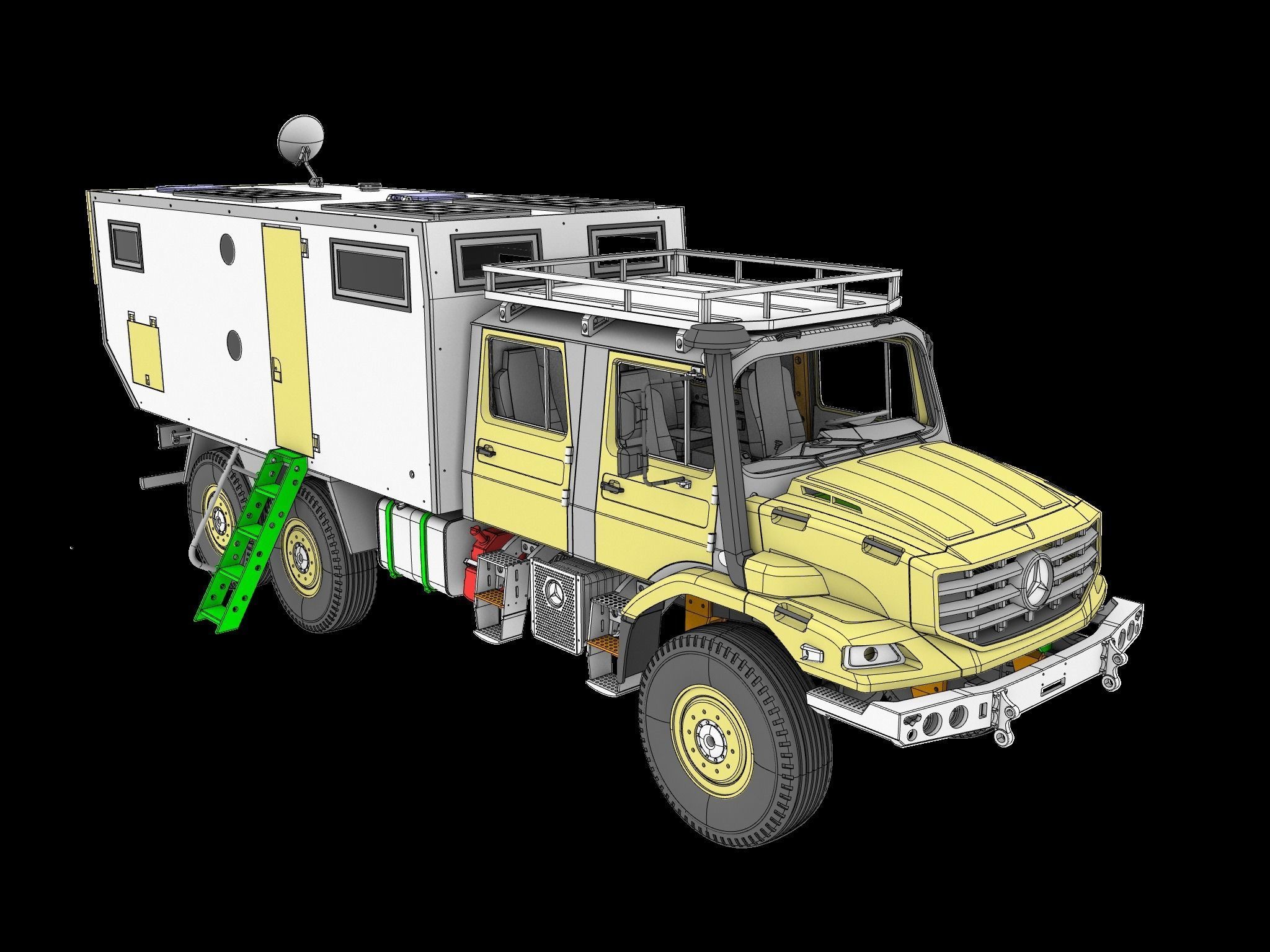 Mercedes Benz Zetros expedition camper truck STL 3D print model_15