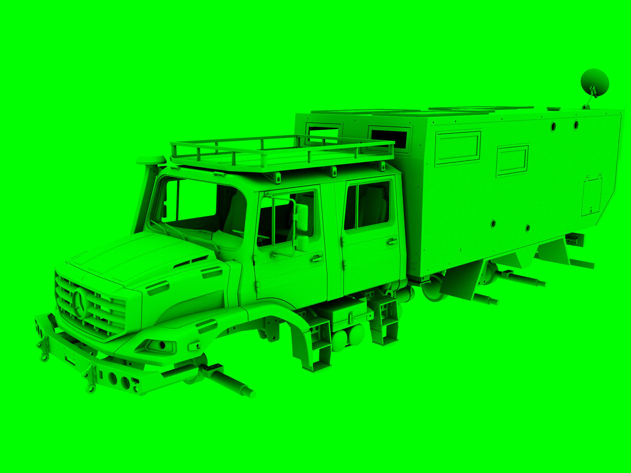 Mercedes Benz Zetros expedition camper truck STL 3D print model_13
