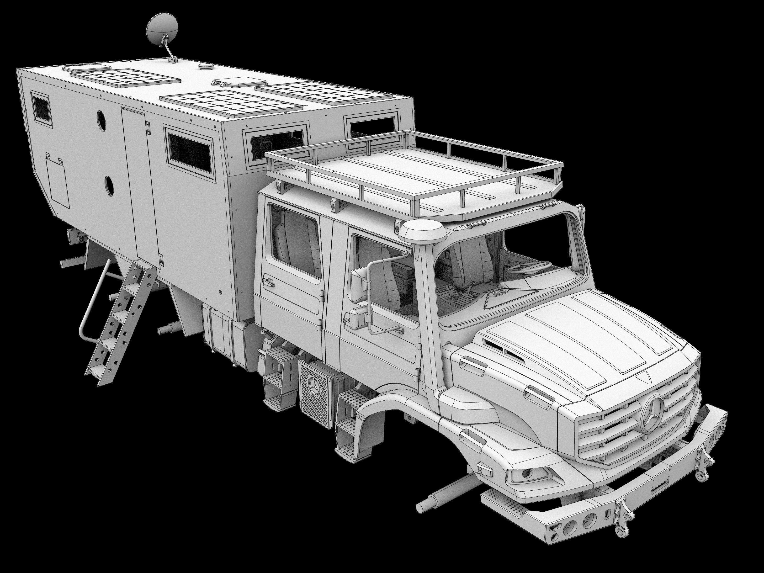Mercedes Benz Zetros expedition camper truck STL 3D print model_6