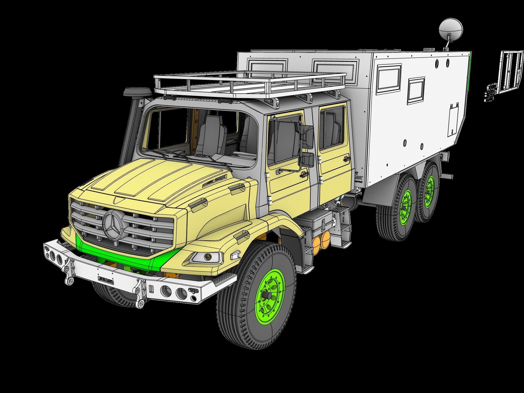 Mercedes Benz Zetros expedition camper truck STL 3D print model_9