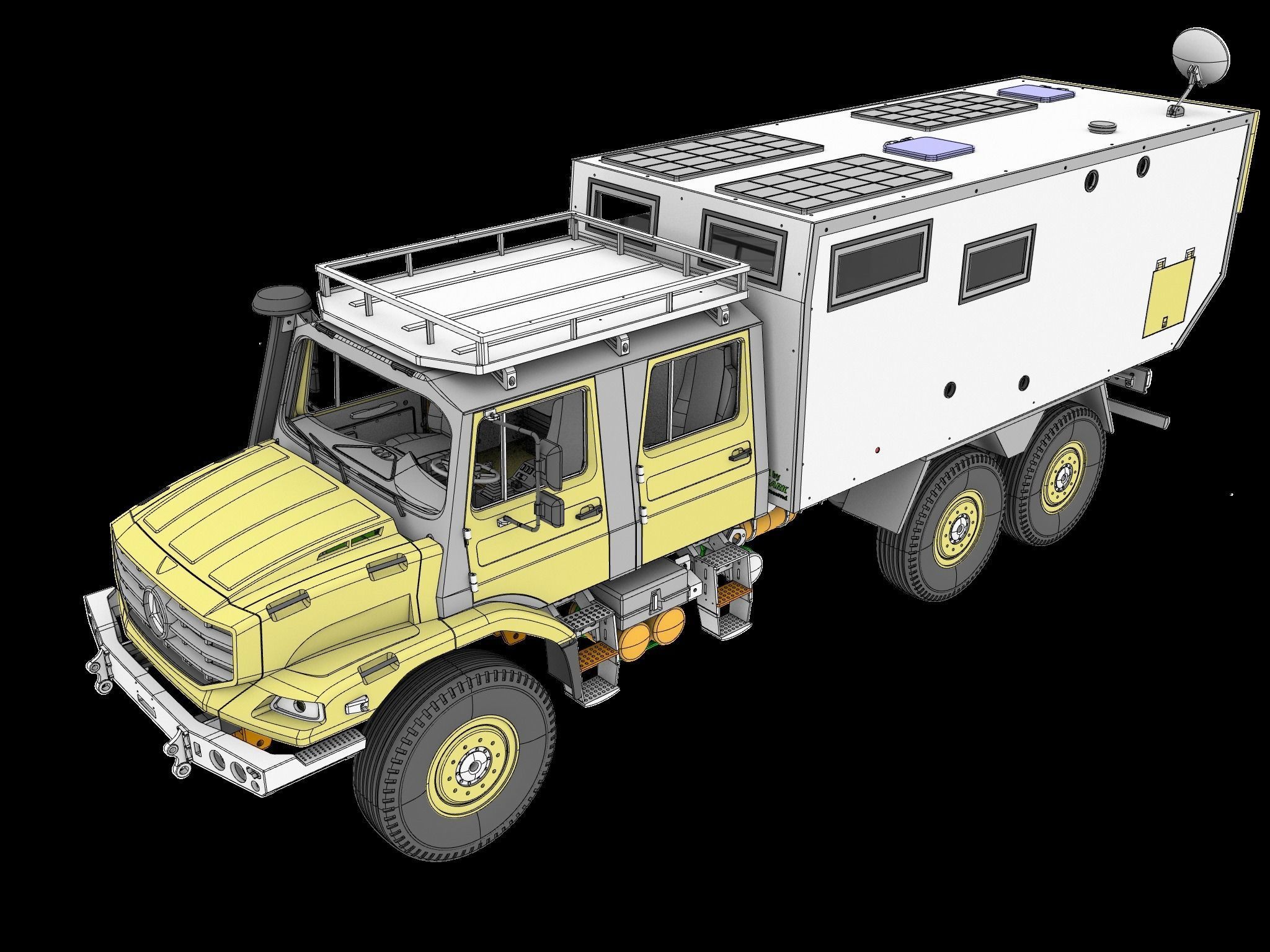 Mercedes Benz Zetros expedition camper truck STL 3D print model_10