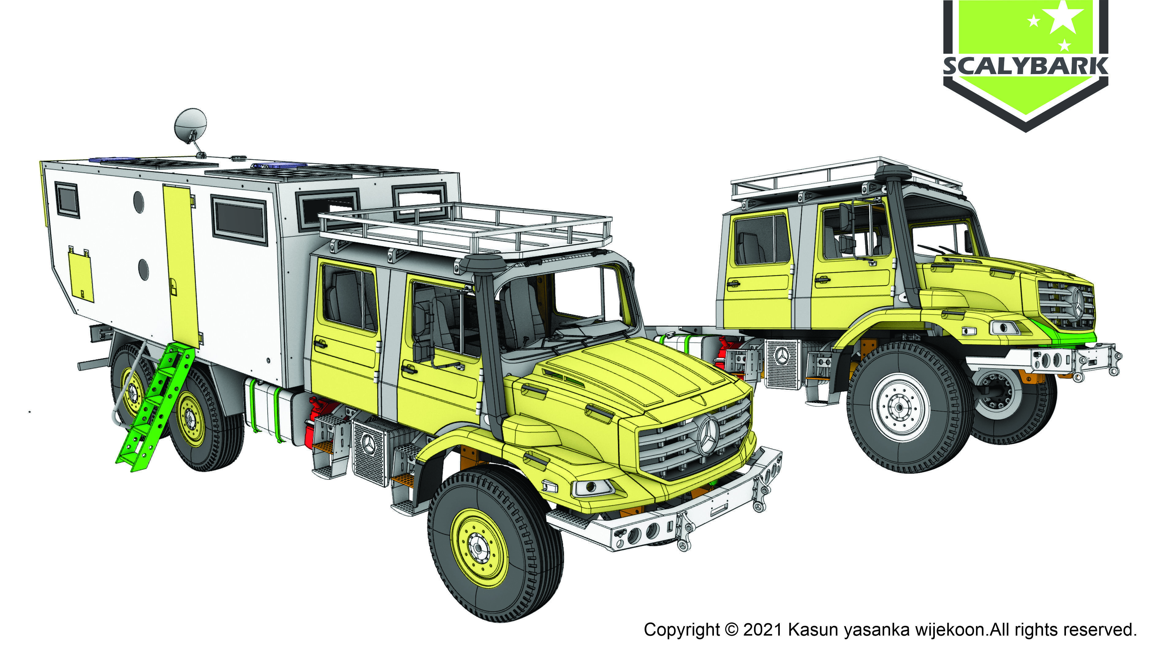 Mercedes Benz Zetros expedition camper truck STL 3D print model_8