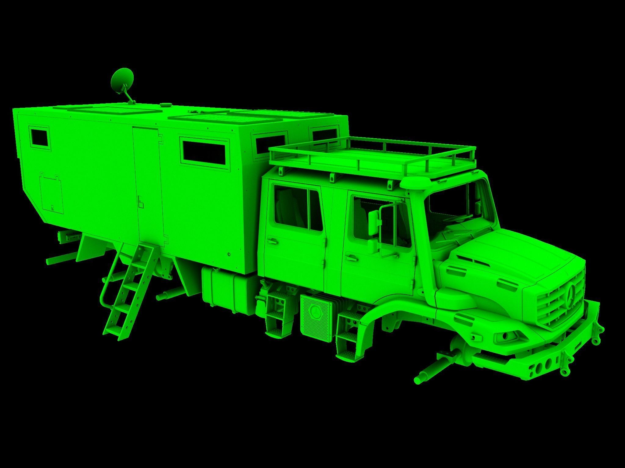 Mercedes Benz Zetros expedition camper truck STL 3D print model_7