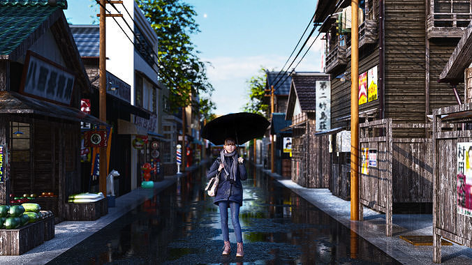 LUMION SCENE TOKYO JAPAN STREET 14 Free 3D model
