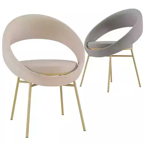 Homary-Circle Accent Chair Velvet Upholstered in Gold Legs