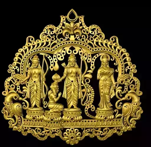ramparivar ornate gold statue of hindu gods 3D print model