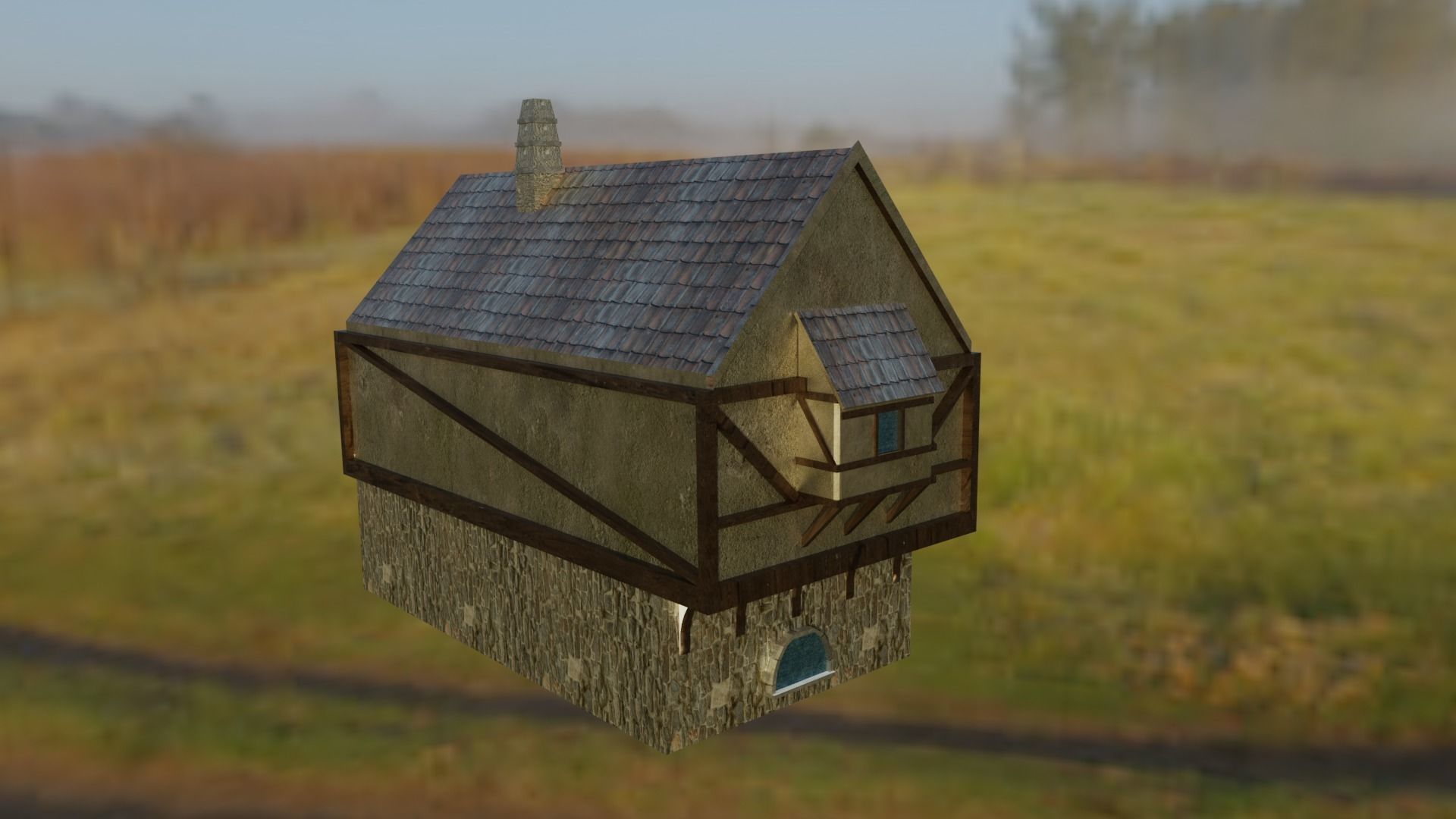 Medieval House Low-poly 3D model_2