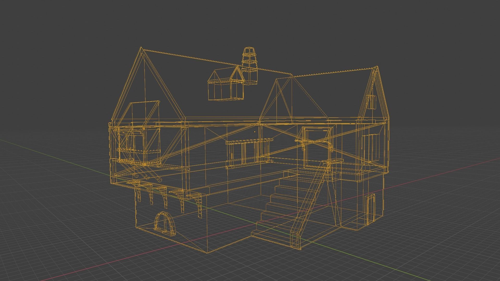 Medieval House Low-poly 3D model_6