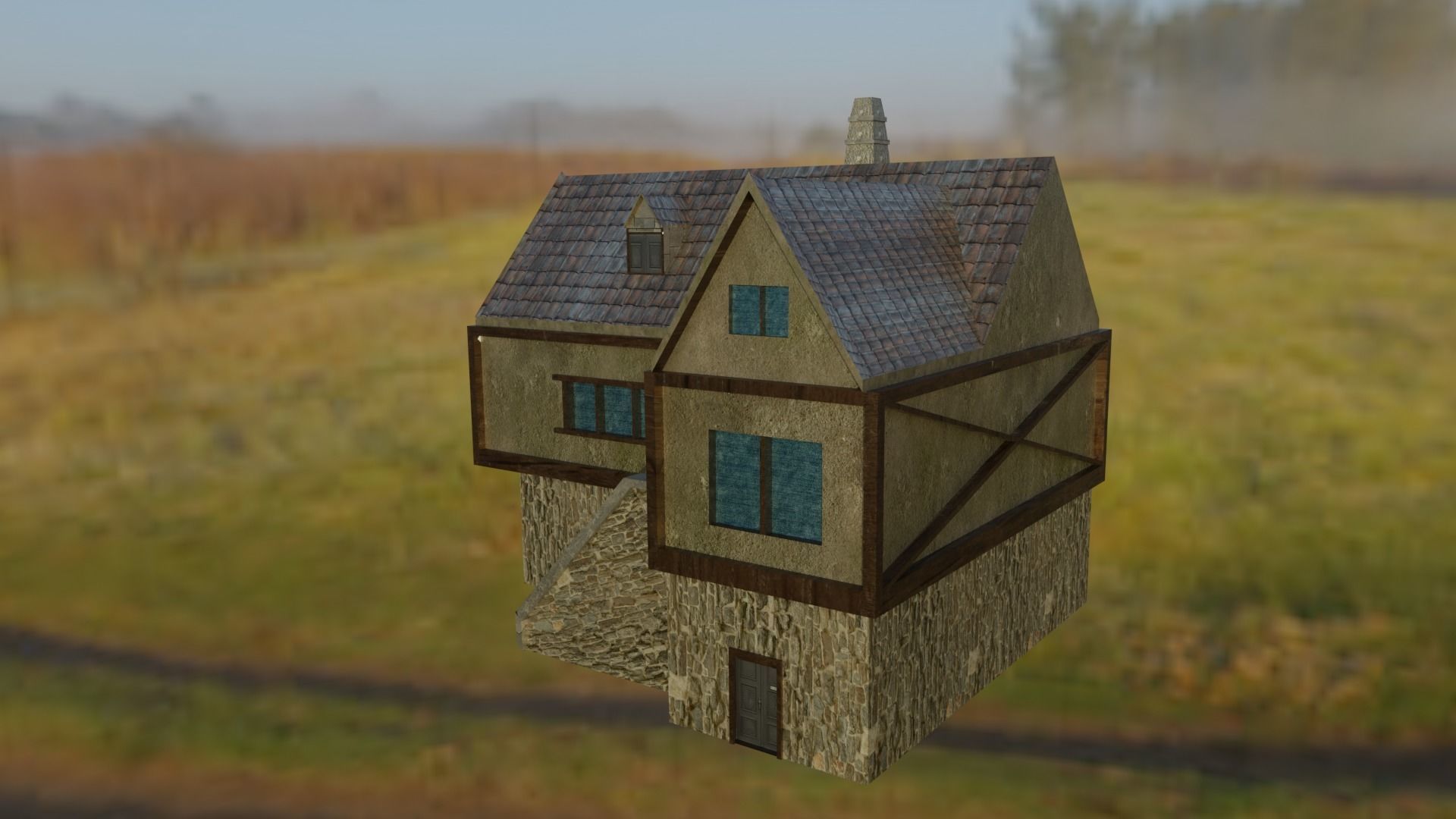 Medieval House Low-poly 3D model_1