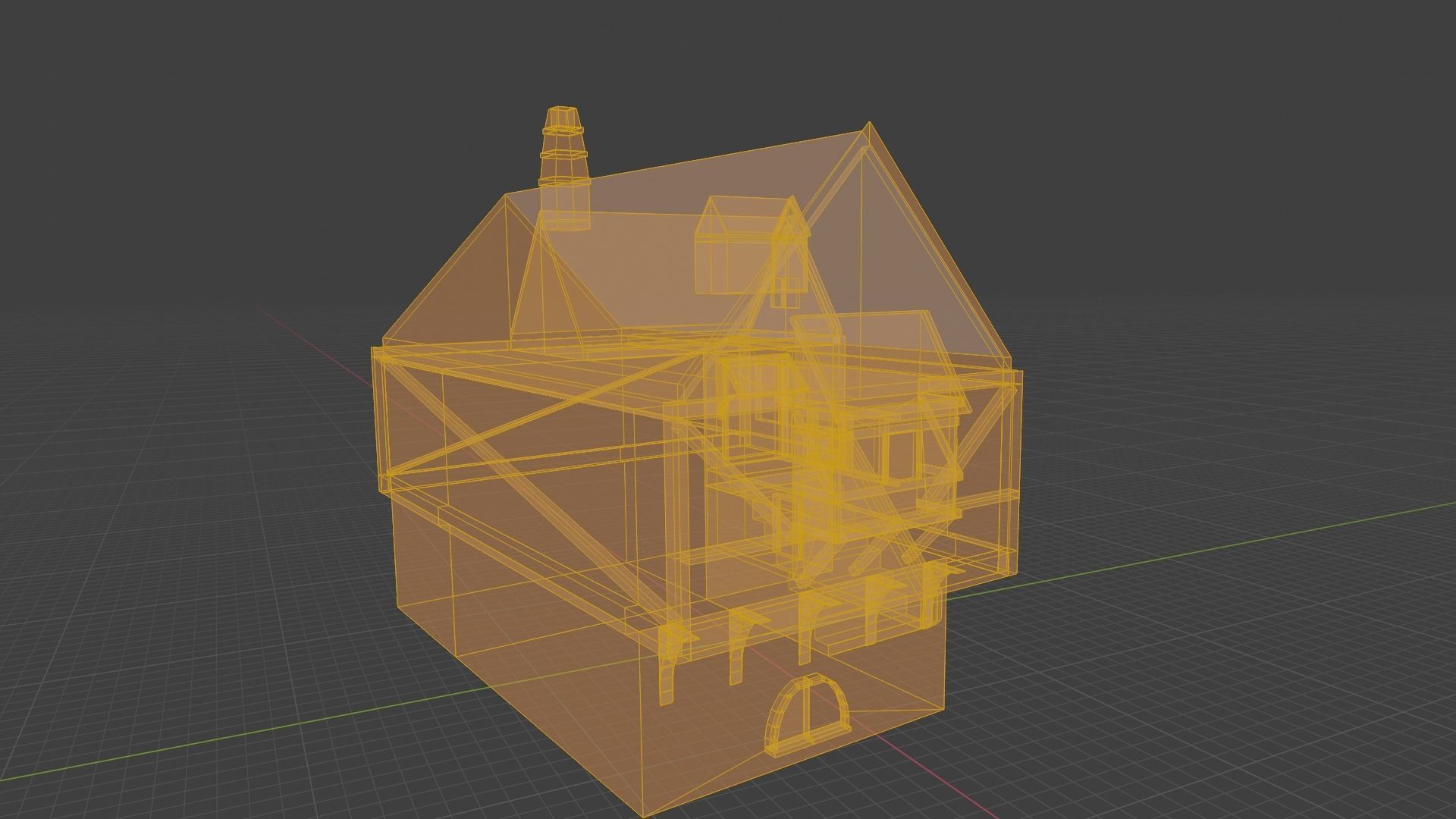 Medieval House Low-poly 3D model_5