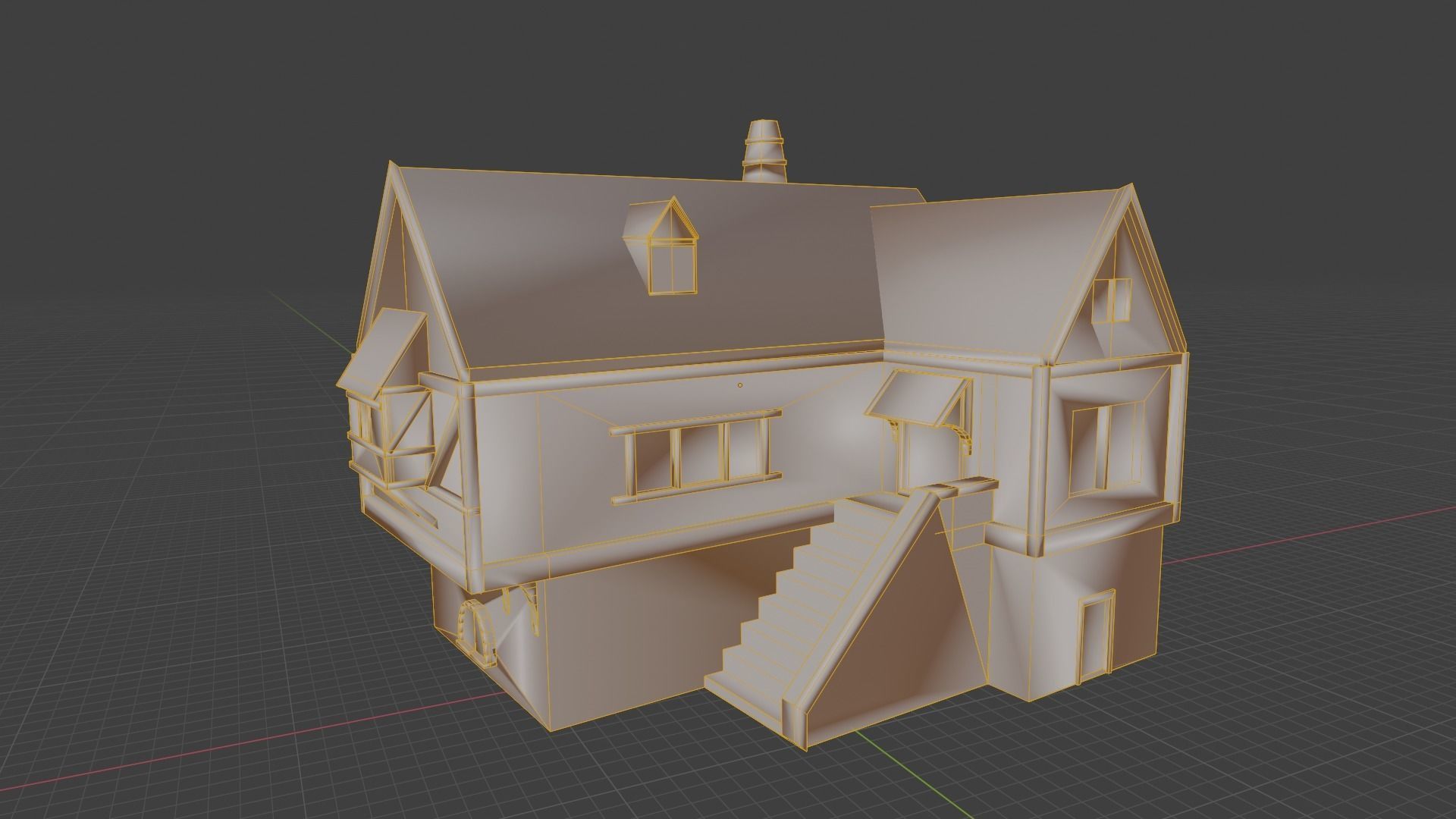 Medieval House Low-poly 3D model_4