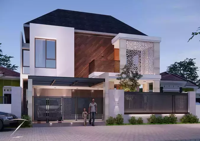 Tropical Modern House 300 m2 scene 3d model