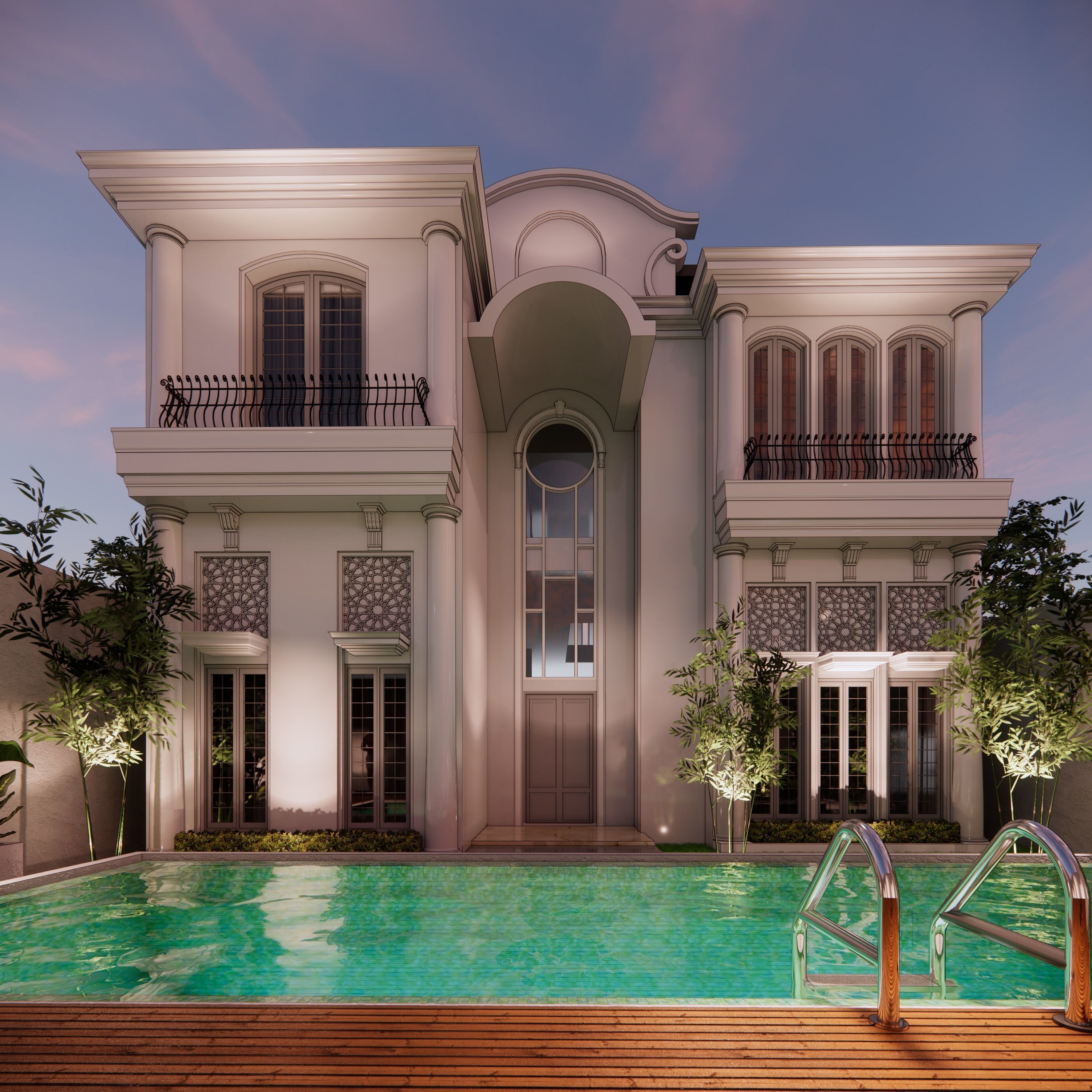 classic tropical house 400 m2 scene 3d model skechup 3D model_5