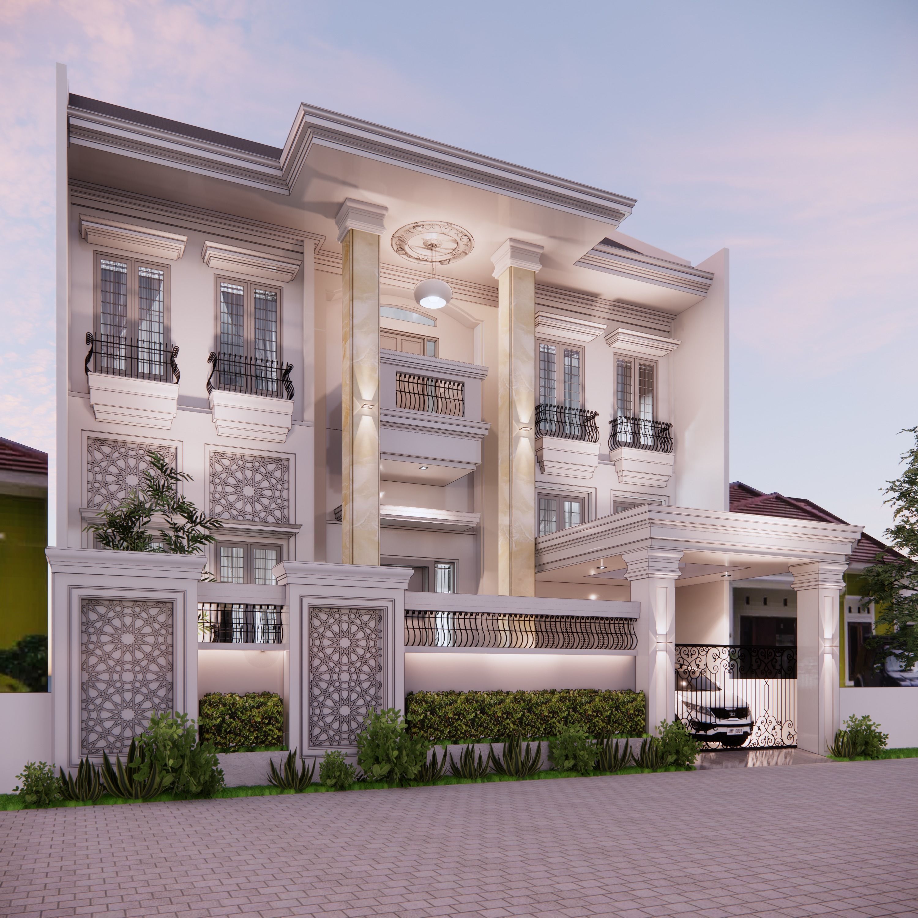 classic tropical house 400 m2 scene 3d model skechup 3D model_2