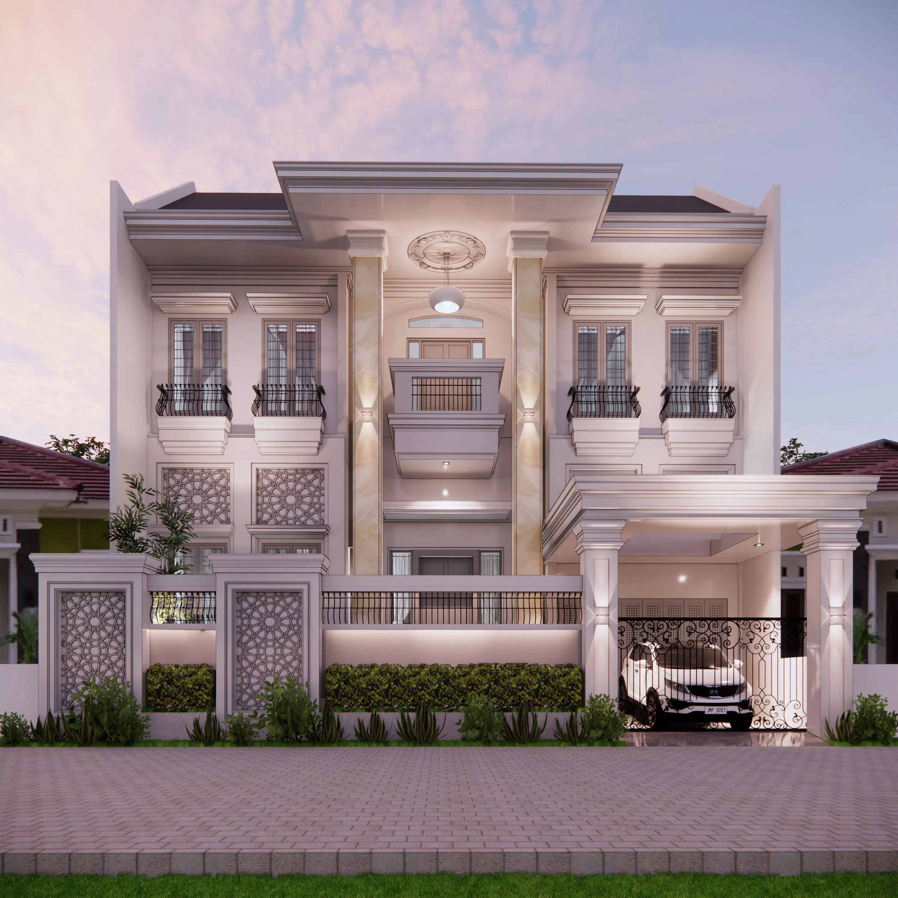 classic tropical house 400 m2 scene 3d model skechup 3D model_0