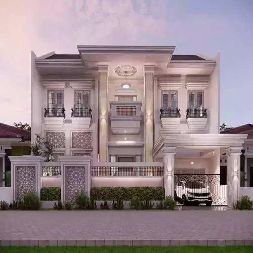 classic tropical house 400 m2 scene 3d model skechup