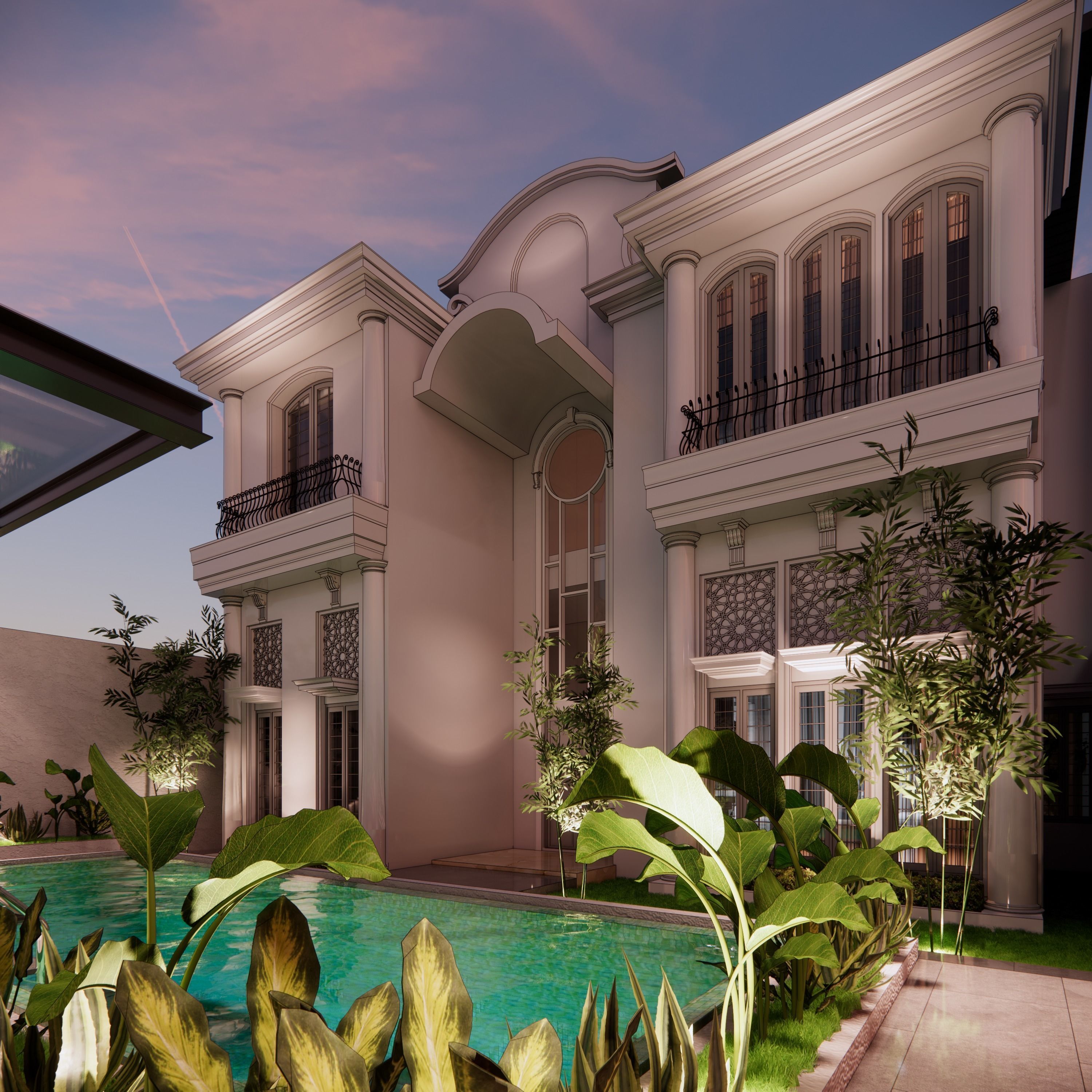 classic tropical house 400 m2 scene 3d model skechup 3D model_4